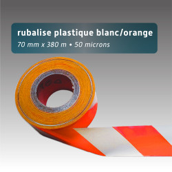 Rubalise de chantier recyclée 70 mm x 380 m blanc/orange